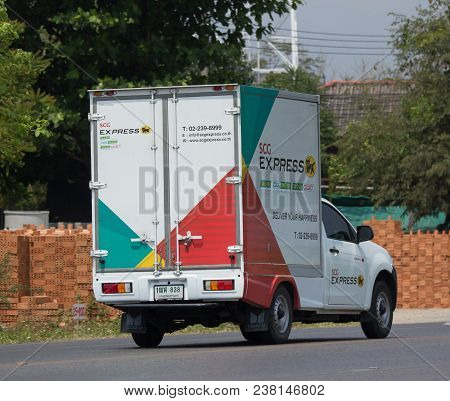 Chiang Mai, Thailand - April  5 2018:  Scg Pick Up Cargo Truck. Photo At Road No.1001 About 8 Km Fro