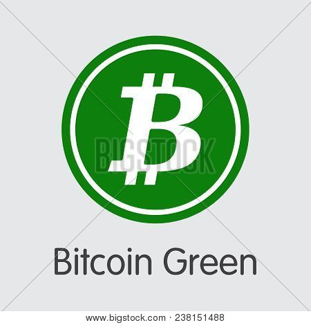 Bitcoin Green. Cryptocurrency. Bitg Icon Isolated On Grey Background. Stock Vector Web Icon.