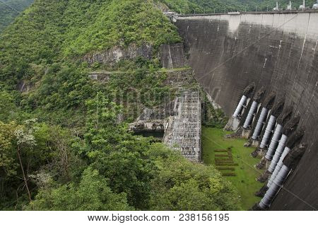 Aerial View And Landscape Of Bhumibol Dam In Tak, Thailand