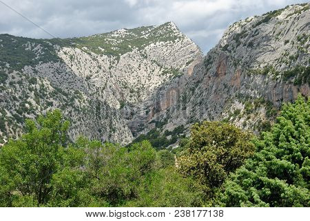 Supramonte Of Urzulei, In Background Gorropu Canyon