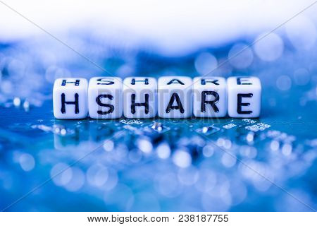 Word Hshare Formed By Alphabet Blocks On Mother Cryptocurrency Closeup