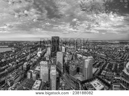 Aerial View To Skyline Of Boston, Massachussets