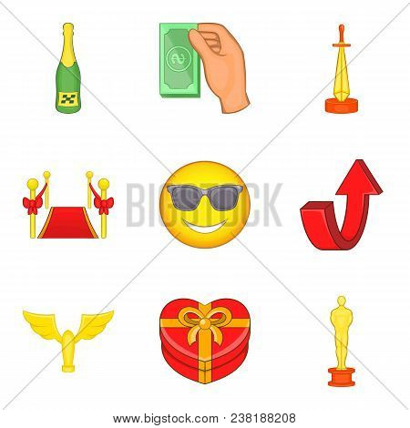 Honorary Certificate Icons Set. Cartoon Set Of 9 Honorary Certificate Vector Icons For Web Isolated 