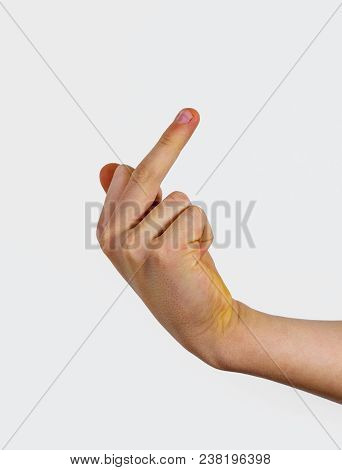Male Hand Showing Fuck Off Sign