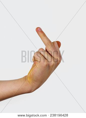 Closeup Of Male Hand Showing Stinky Finger