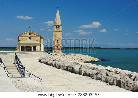 Church In Caorle City Provincial At The Edge Of The North Lagoon Of Venice Veneto Italy