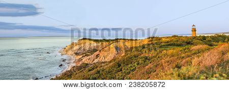 Gay Head Lighthouse And Gay Head Cliffs Of Clay At The Westernmost Point Of Martha's Vineyard In Aqu