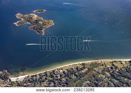 Misery Island, Aerial,  Boston, Ma, Usa On A Sunny Day