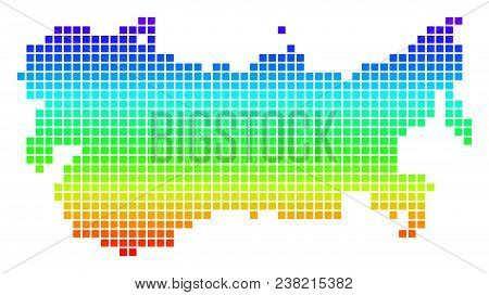 Colored Spectrum Dot Ussr Map. Vector Geographic Map In Bright Spectrum Colors With Vertical Gradien