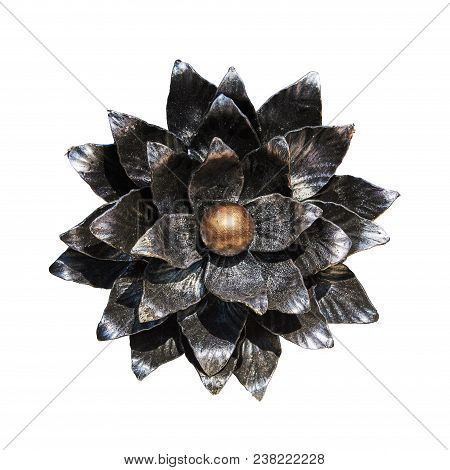 Black Dahlia Handmade Forged From Metal. Isolated On A White Background