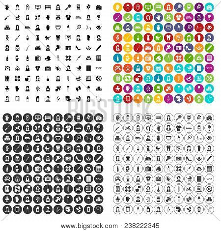100 Midwife Icons Set Vector In 4 Variant For Any Web Design Isolated On White