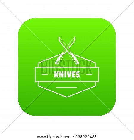 Knive Icon Green Vector Isolated On White Background