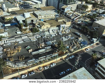 Petach Tikva, Israel -april 17, 2018: Top View Of The Industrial Zone In Petach Tikva In Israel.