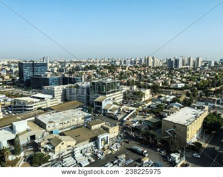 Petach Tikva, Israel -april 17, 2018: Top View Of The Industrial Zone In Petach Tikva In Israel.