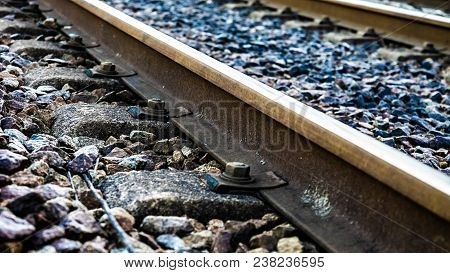 A Detail Of An European Railway Railroad Track