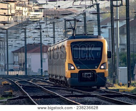 A European City Train Leaving The Station