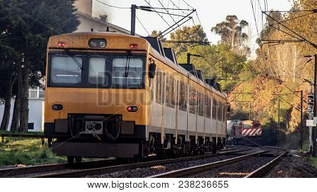 A European City Train Leaving The Station