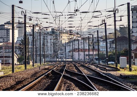 A Detail Of An European Railway Railroad Track