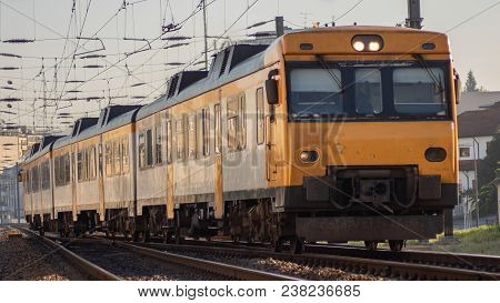 A European City Train Leaving The Station