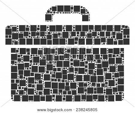 Toolbox Composition Icon Of Squares And Circle Particles In Variable Sizes. Vector Items Are United 