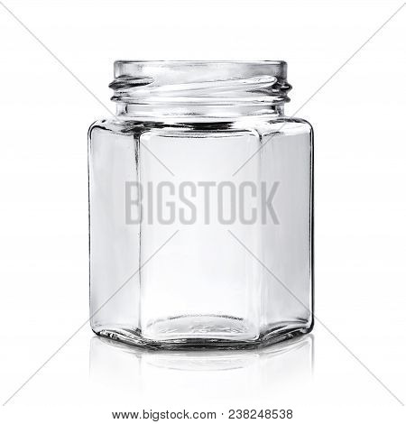 Moсkup Transparent Empty Glass Jar On White Background