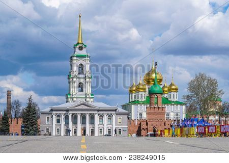 Tula, Russia - April, 28, 2018: cathidral of Tula Kremlin 