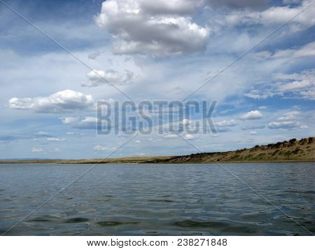 Deserted Beach Lake, Summer Sky, Nature Blue Cloud, Tuva, The Sky Reflected In The Water