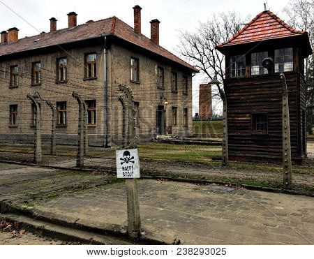Poland August 11, 2016. Nazi-konzentrations Lager Auschwitz Birkenau,symbol Of The Holocaust.