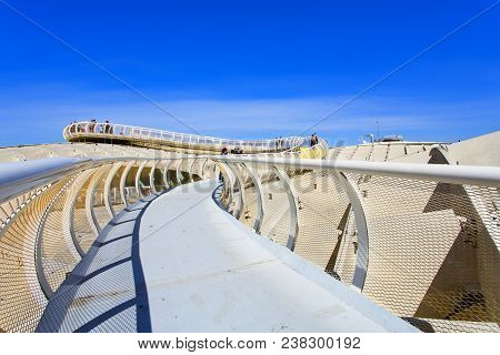 From The Top Of The Space Metropol Parasol, Setas De Sevilla, One Have The Best View Of The City Of