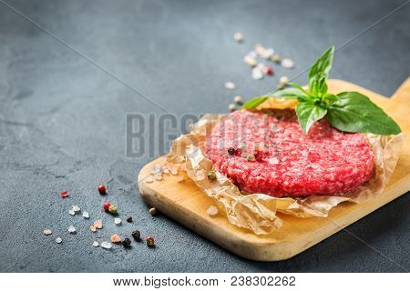 Homemade Raw Organic Minced Beef Meat Burger Cutlet