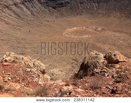 View Of Meteor Crater Located In Winslow Arizona