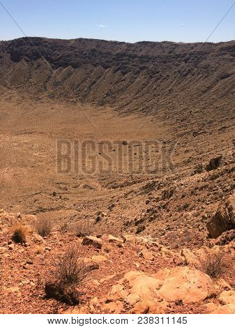 View Of Meteor Crater Located In Winslow Arizona