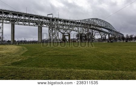 The Bluewater Bridges Span The St. Clair River From Sarnia To Pt. Huron