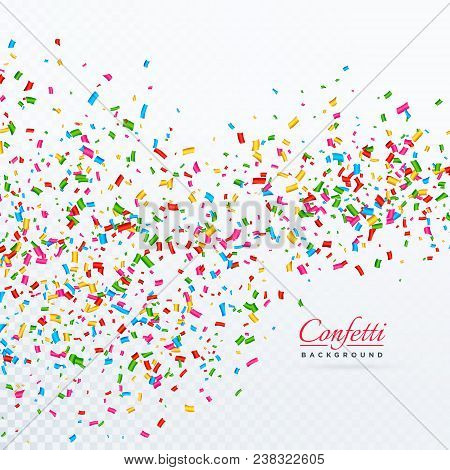 Colroful Confetti And Ribbons Falling Vector Background