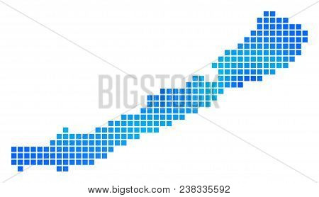 Blue Dotted Balaton Lake. Vector Geographic Map In Blue Color Tones. Vector Collage Of Balaton Lake 