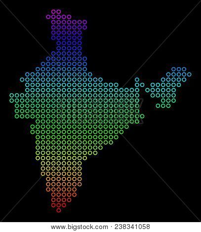 Bright Spectral India Map. Vector Geographic Map In Bright Spectral Colors With Vertical Gradient On