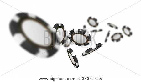 Casino Poker Background. Falling Chips, Isolated On White. Game Concept. 3d Rendering