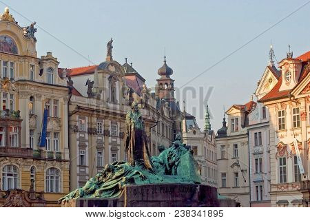 Old Town Square And The Monument To Jan Hus.