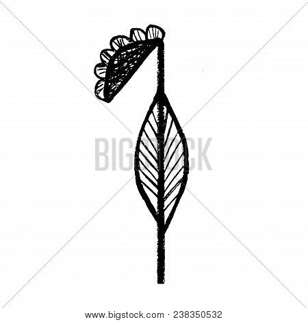Handdrawn Arabic Numerals. Number 1 - Floral Element Of Numbers Made From Hand Drawn Flowers  For Yo