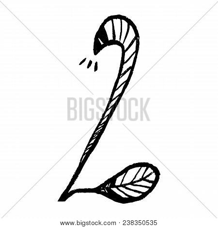 Handdrawn Arabic Numerals. Number 2 - Floral Element Of Numbers Made From Hand Drawn Flowers  For Yo