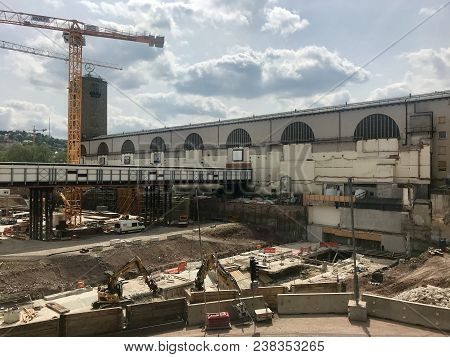 Stuttgart, Germany - April 24, 2018: Construction Site At Stuttgart Main Station For The Stuttgart21