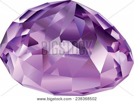 Vector Beautiful Faceted Violet Kunzite On White Background