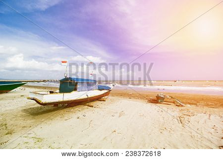 Traditional Fishing Boat, Wooden Boat, Wooden Canoe, Beach Landscape