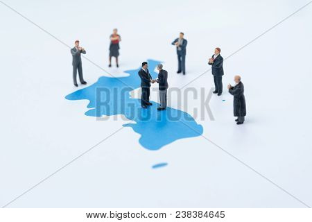 North And South Korea Peace, End War And Denuclearization Concept, Miniature People Country Leader S