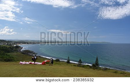 Seven Miles Beach On A Sunny Day, View From Pat Morton Lookout (lennox Head, Nsw, Australia). Two Pa