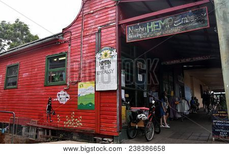 Nimbin, Australia - Dec 26, 2017. Nimbin Is A Lush Hinterland Town, Hub For Counterculture And Alter
