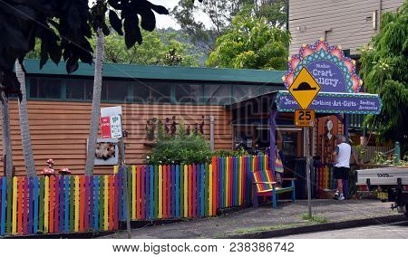 Nimbin, Australia - Dec 26, 2017. Nimbin Is A Lush Hinterland Town, Hub For Counterculture And Alter