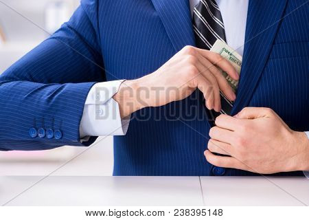 Businessman receiving his salary and bonus