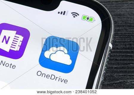 Sankt-petersburg, Russia, April 27, 2018: Microsoft Onedrive Application Icon On Apple Iphone X Scre