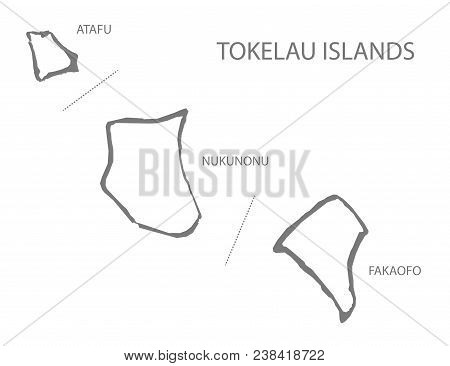 Atafu Nukunonu And Fakaofo Island Map Of Tokelau Grey Illustration